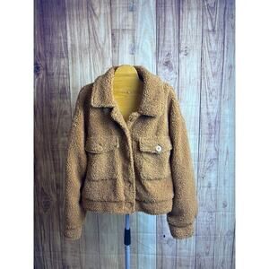 Sanctuary Teddy Bear Jacket Coat Carmel Brown Women's Size M New